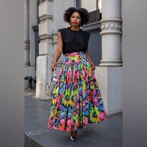 Christopher John Rogers Vibrant Artistic Skirt
